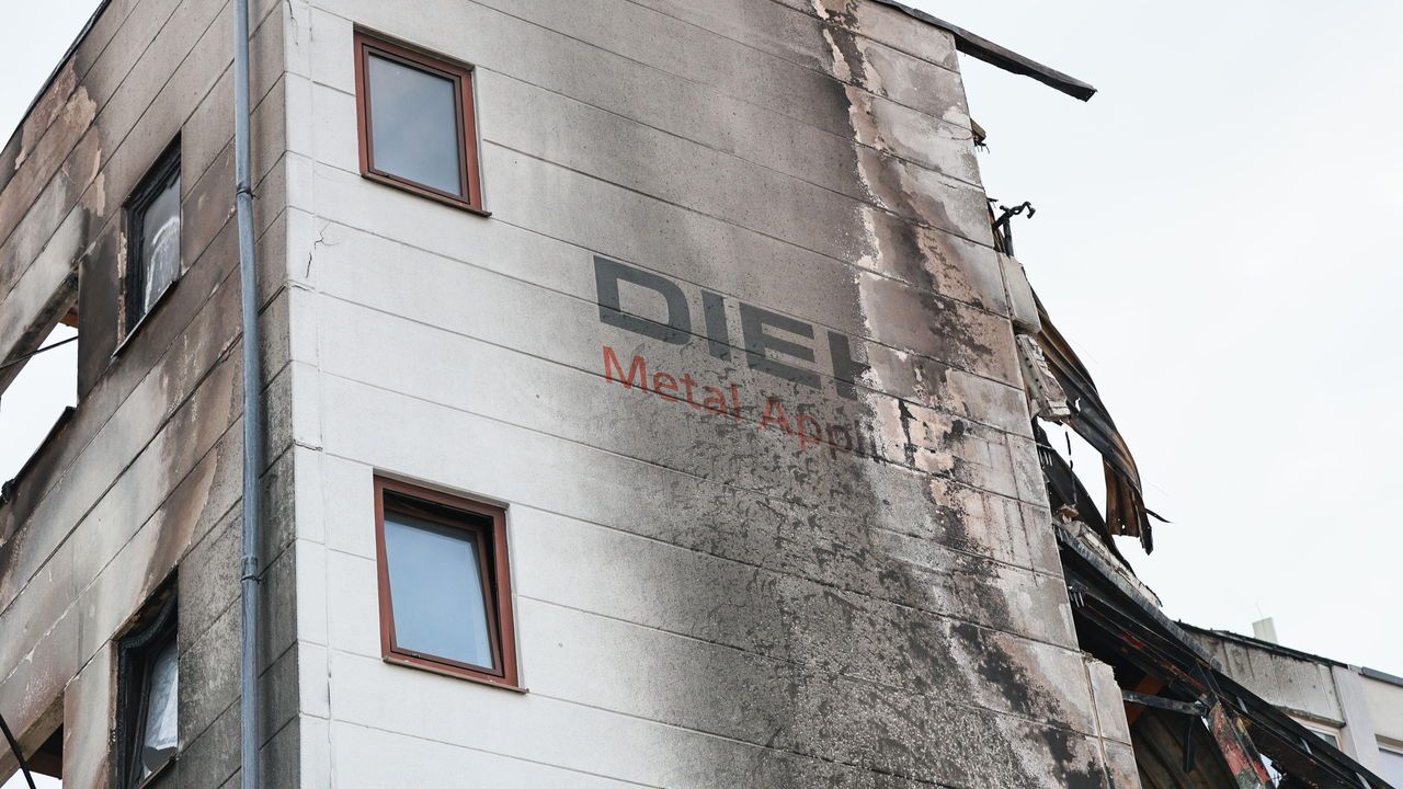 The destroyed Diehl factory building in Berlin-Lichterfelde, Germany on May 4th 2024