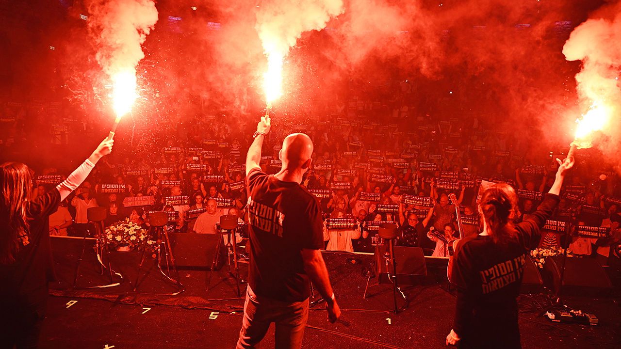 an alternative Independence Day ceremony held by relatives of Israeli held in the Gaza Strip