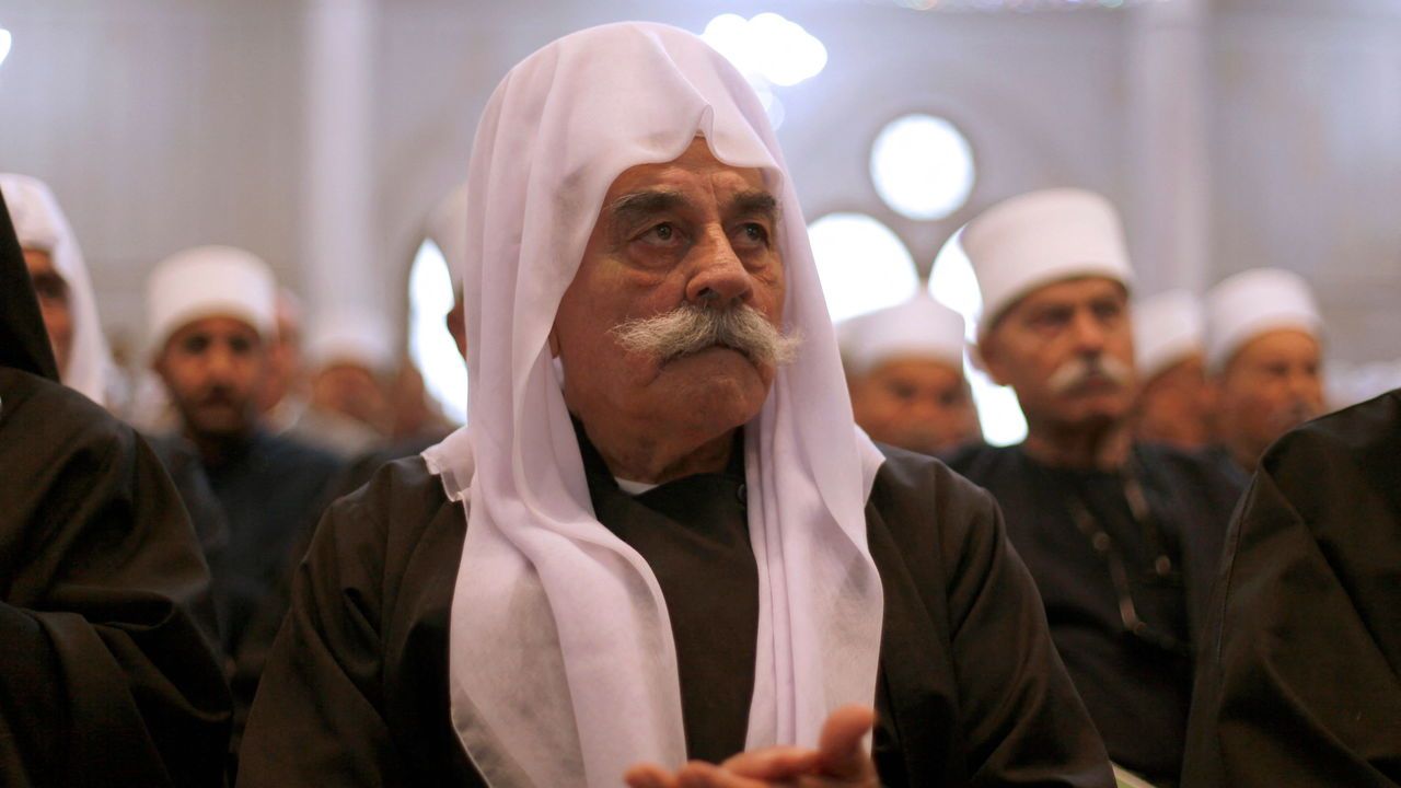 Members of the Israeli Druze community at the holy tomb of Nabi Shoaib in northern Israel